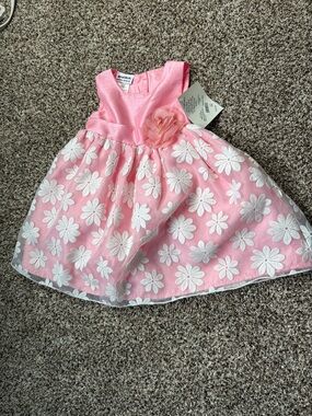 Blueberi Boulevard Pink Daisy Applique Party Dress 18 months